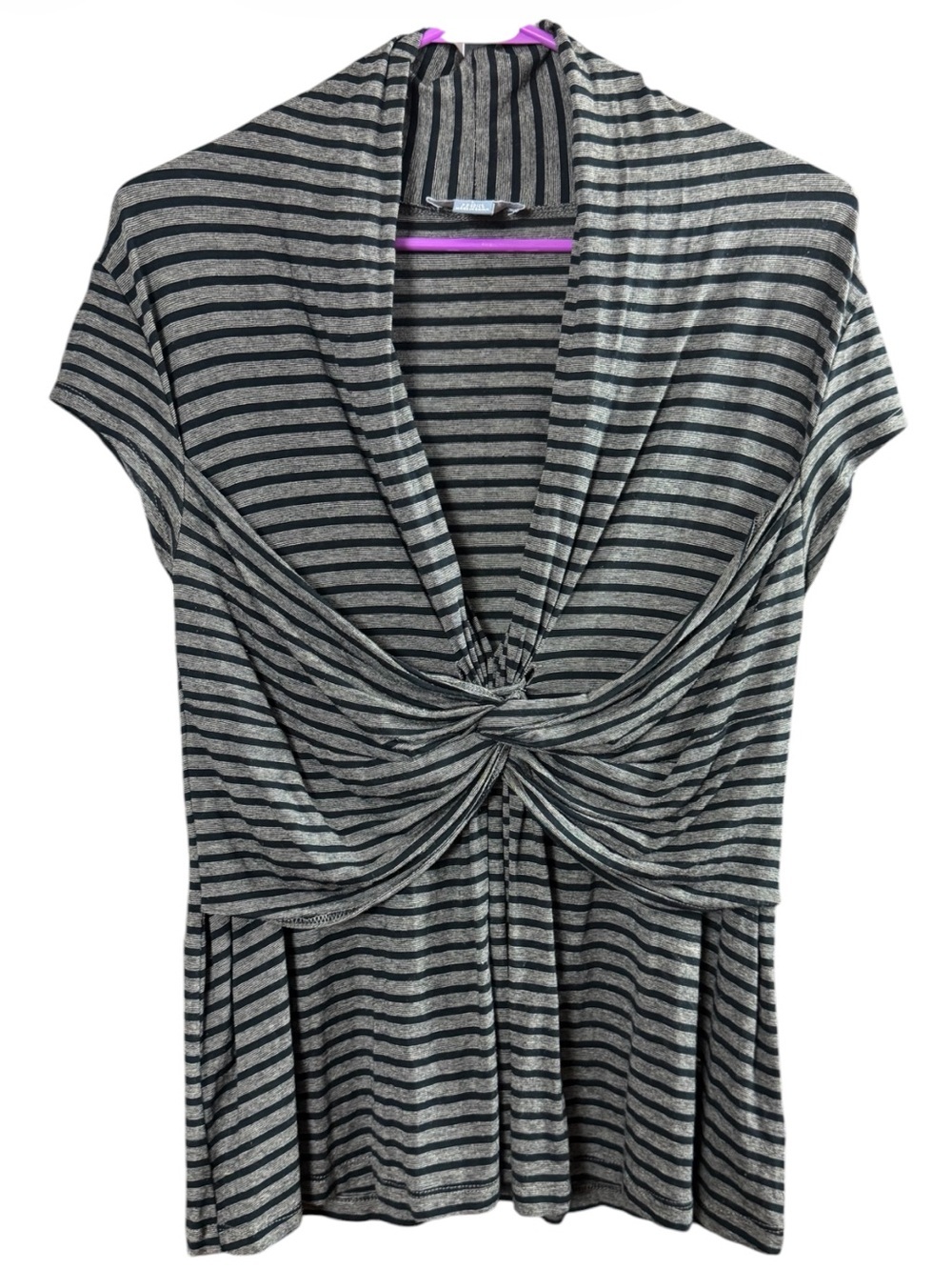 Lil Striped Knot-Front Cap Sleeve Top - Large